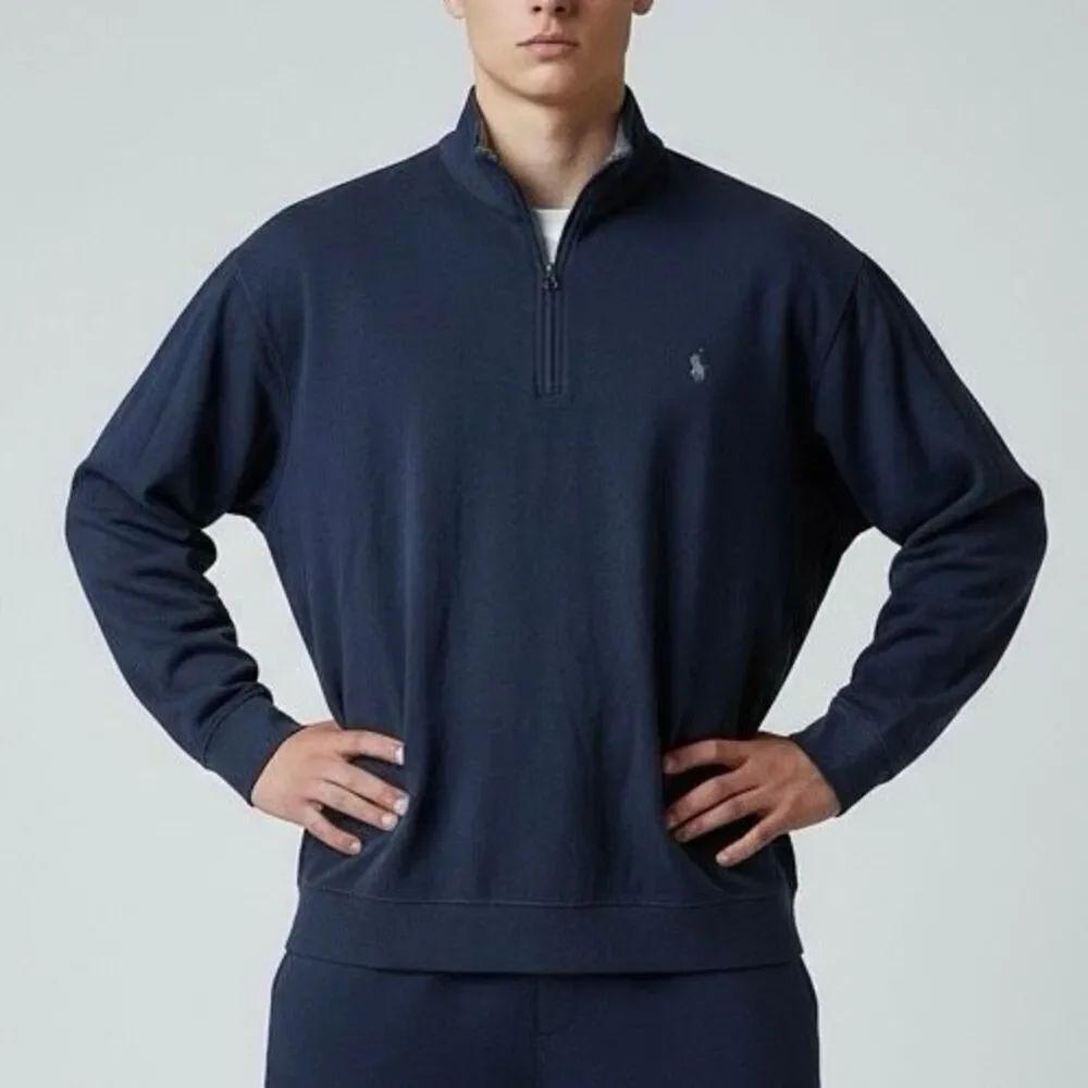 Polo Ralph Lauren Navy Blue Long Sleeve 1/4 Zip Pullover Sweater Men's XXL